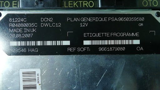 PEUGEOT PARTNER CITROEN BERLİNGO MOTOR BEYNİ 9661879080