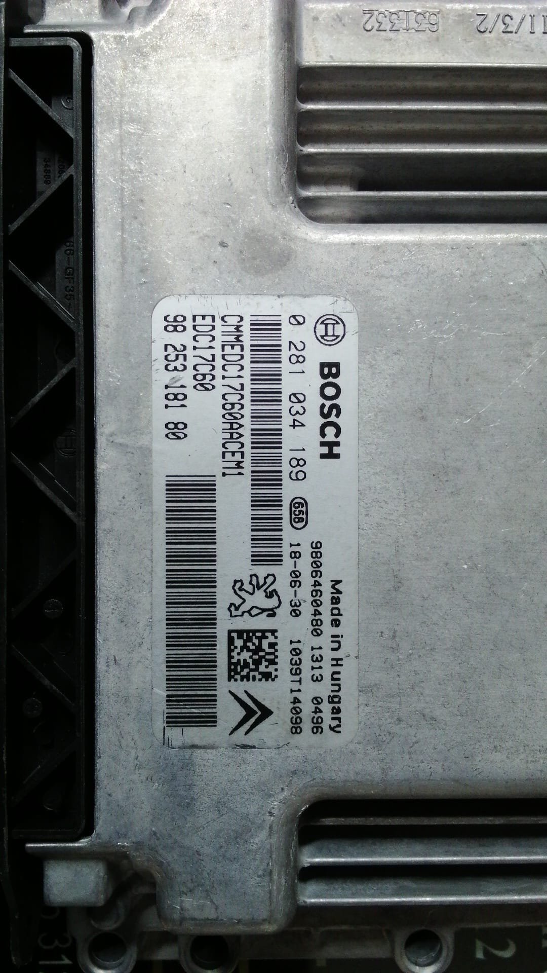 Peugeot Citroen EDC17C60 CMMEDC17C60AACEM1 98 253 181 80 9806460480 0281034189 0281 034 189 MOTOR BEYNİ